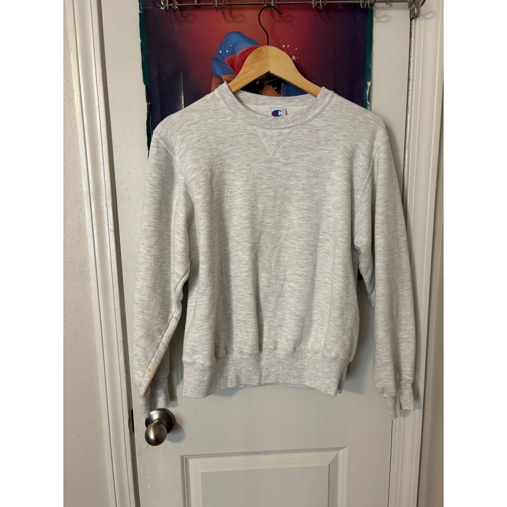 Champion Eco Fleece Heather Gray Crewneck Sweatshirt Mens Medium V-Stitch